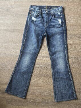 7 For All Mankind High Waist Vintage Bootcut Jeans Distressed Vintage Size 24